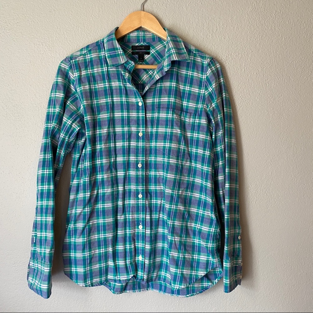 Green plaid Jcrew button down